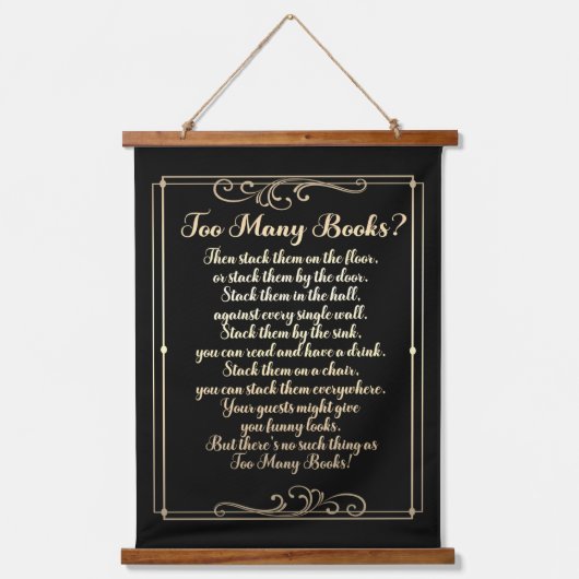 Te veel boeken Gedicht Zwart en Goud Hangend Wandkleed (Voorkant)