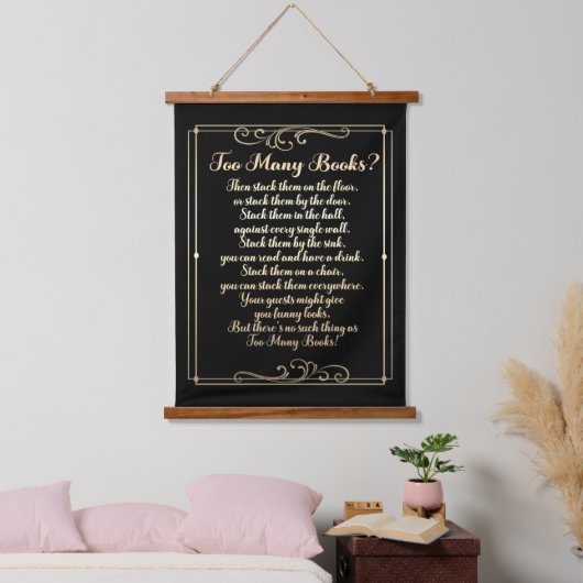 Te veel boeken Gedicht Zwart en Goud Hangend Wandkleed (Slaapkamer)