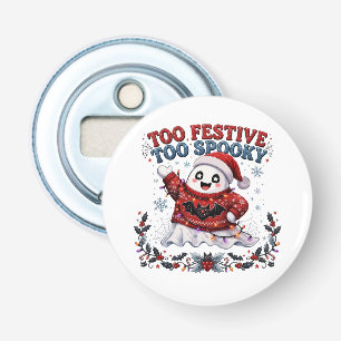 Te Veel Feestelijk Te Griezelig Spook Kerstmis Button Flesopener
