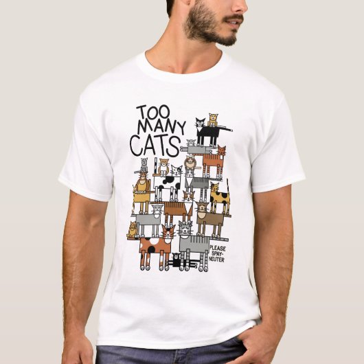 Te veel katten t-shirt (Voorkant)