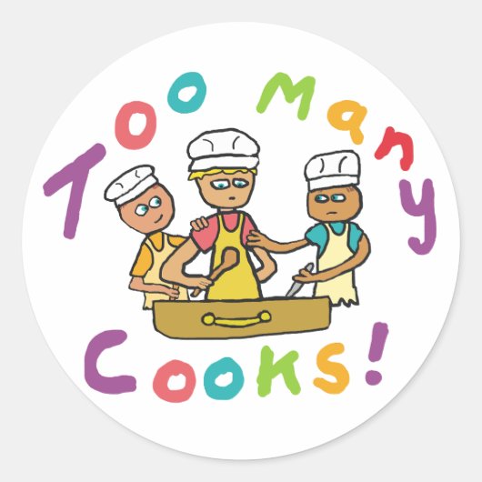 Te veel koks ronde sticker (Voorkant)