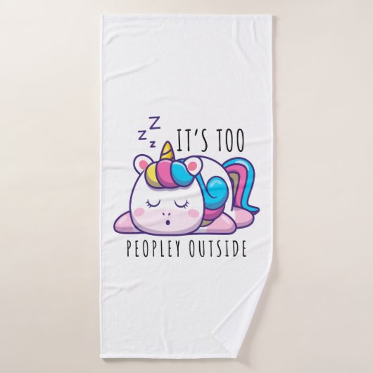 Te veel mensen buiten Unicorn Introvert Bad Handdoek (Badhanddoek)