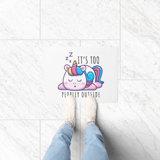 Te veel mensen buiten Unicorn Introvert Deurmat (Binnen)