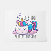 Te veel mensen buiten Unicorn Introvert Deurmat (Voorkant)