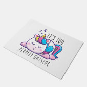 Te veel mensen buiten Unicorn Introvert Deurmat (Schuin)