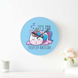 Te veel mensen buiten Unicorn Introvert Grote Klok