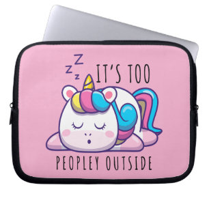 Te veel mensen buiten Unicorn Introvert Laptop Sleeve