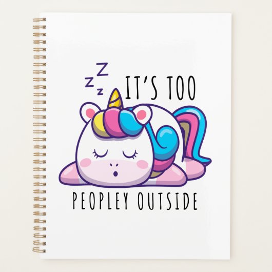 Te veel mensen buiten Unicorn Introvert Planner (Voorkant)