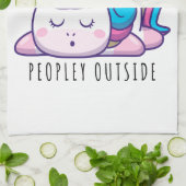 Te veel mensen buiten Unicorn Introvert Theedoek (Gevouwen)