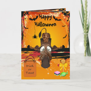 Te veel Snoep Grappige Giraffe Halloween Kaart