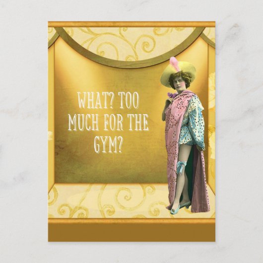 Te veel voor de Gym? Grappig  Fancy dress Briefkaart (Voorkant)
