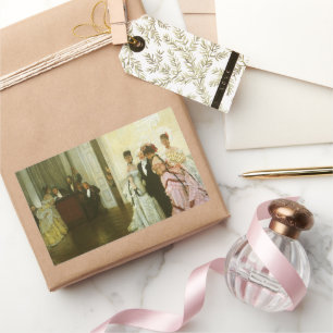 Te vroeg door James Tissot,  Victoriaans kunst Rechthoekige Sticker