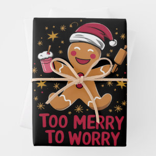 Te vrolijk om je zorgen te maken Graaiige Kerstbro Inpakpapier Vel
