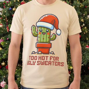 Te warm voor lelijke truien Kerstcactus Kawaii T-shirt