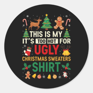 Te warme, lompige kerstzweten ronde sticker