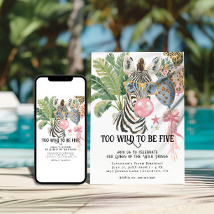 Te wild om vijf zebra jungle verjaardag te zijn kaart