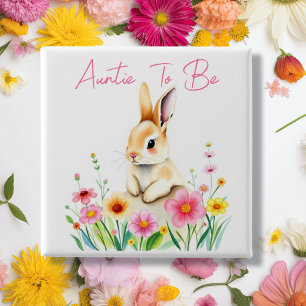 Te zijn tante Baby shower met Woodland-thema Vierkante Button 5,1 Cm