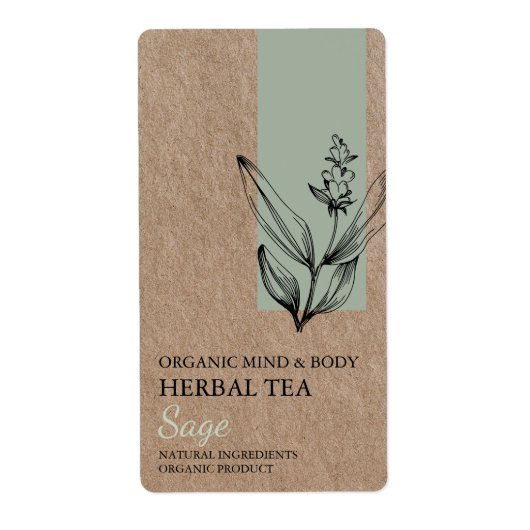 Tea à base de plantes bio Sage Kraft Étiquette (Devant)