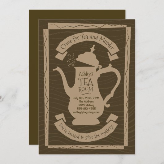 Tea and Murder Party - Uitnodiging (Voorkant / Achterkant)