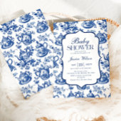 Tea Baby shower Blauw Wit Chinoiserie Kaart