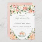 Tea Baby shower uitnodiging (Voorkant / Achterkant)