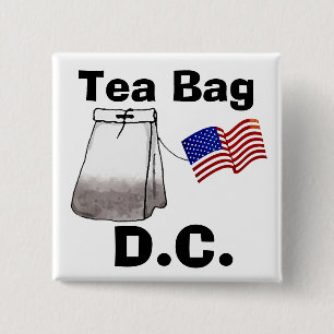 Tea Bag, D.C. Vierkante Button 5,1 Cm