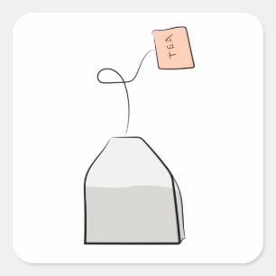Tea bag vierkante sticker