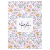 Tea & Bookish Cats Personalized Monogram Clipboard Klembord (Achterkant)