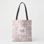 Tea & Bookish Cats Tote Bag Pink (Devant)
