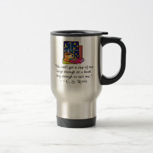 Tea & Books w Quote Travel Mug - 2 kleuren Reisbeker