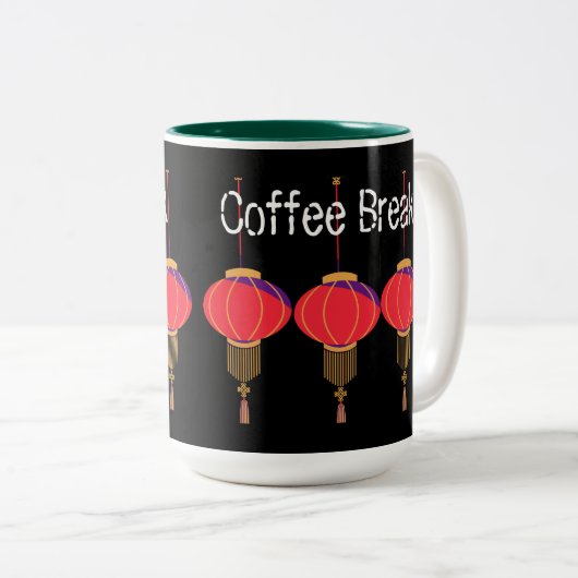 Tea Break Coffee Break Texte Deux Tone Mug Light P (Devant droit)