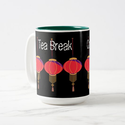 Tea Break Coffee Break Texte Deux Tone Mug Light P (Devant gauche)
