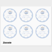 Tea Brewing Blue Script Elegant Boy Baby Shower Ronde Sticker (Vel)
