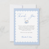 Tea Brewing Script Blue Theme Script Baby Shower Bedankkaart (Voorkant)