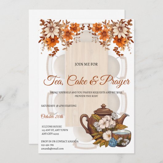 Tea, Cake & Prayer Fellowship Invitation (Devant / Derrière)