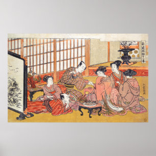 Tea Ceremony Isoda Koryusai japanese houblock art Poster