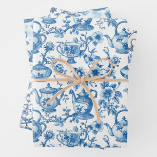 Tea Chinoiserie French Toile du Jouy Pattern Inpakpapier Vel