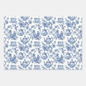 Tea Chinoiserie French Toile du Jouy Pattern Inpakpapier Vel (Voorkant)