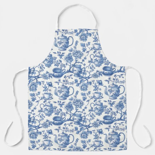 Tea Chinoiserie French Toile du Jouy Pattern Schort (Voorkant)