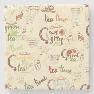 Tea, Cookies en Cake Time Sketch Stenen Onderzetter