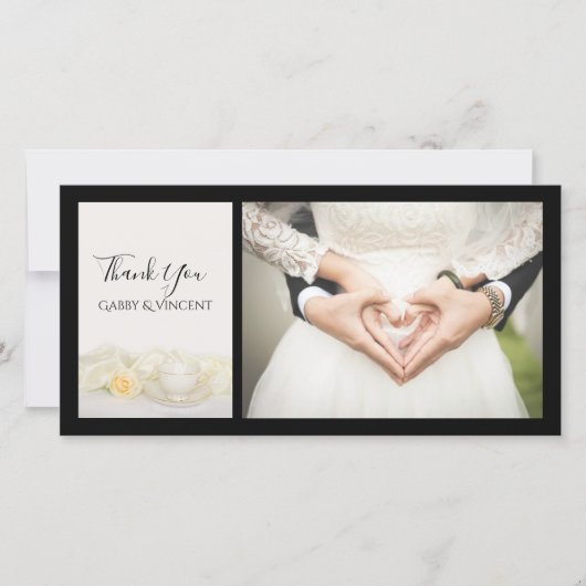 Tea Cup avec Merci Mariage à fleurs de Rose blanch (Devant)