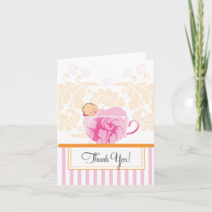 Tea Cup Baby shower Bedankt Card