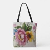 Tea Cup Bloemen Boeket Canvas tas (Achterkant)