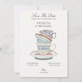 Tea cup bruiloft save the date (Voorkant)