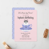 Tea Cup Chiot Anniversaire Fête Invitations (Devant/Arrière en situation)
