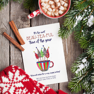 Tea Cup Christmas Trees Carte de vacances