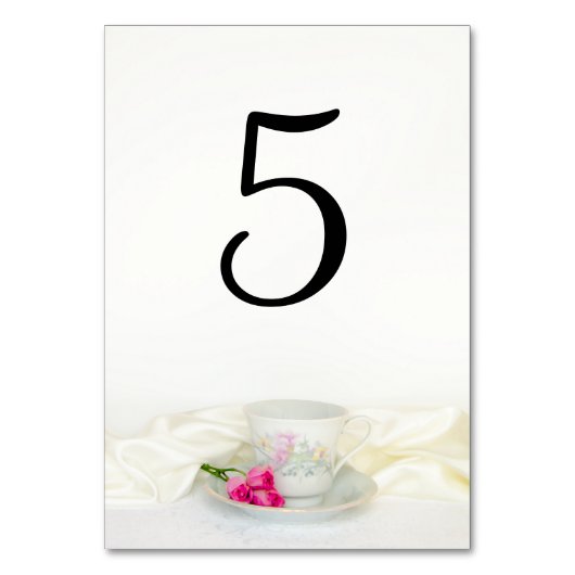 Tea Cup en Roses Wedding Kaart (Voorkant)