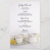 Tea Cup en Yellow Daisies Wedding Menu (Voorkant)
