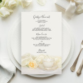 Tea Cup et menu Mariage Rose blanche