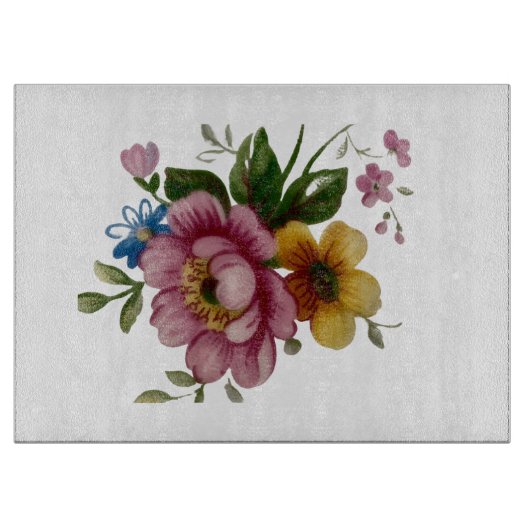 Tea Cup Floral Bouquet Snijplank (Voorkant)